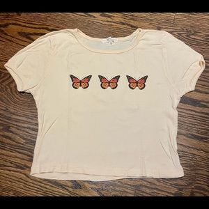 Urban Outfitters Butterfly Tee | Beige | Size M (fits like S)